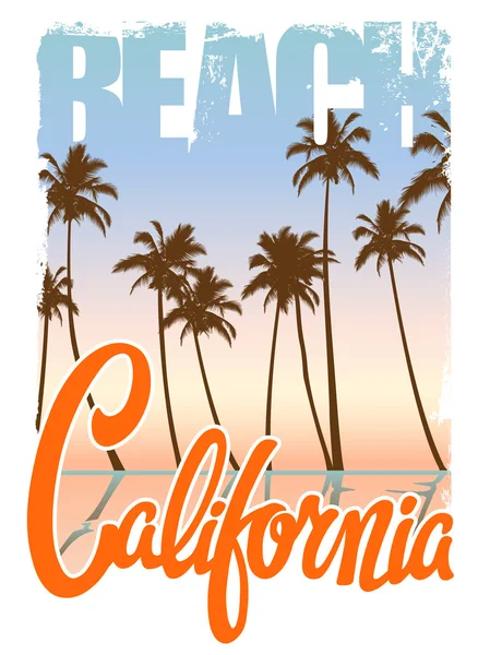 California beach Drukowanie T-shirt — Wektor stockowy