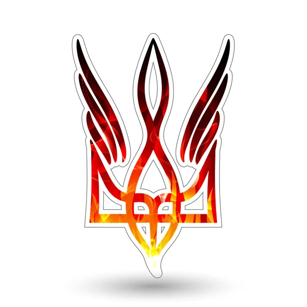 Ucrania Escudo de armas, fuego — Vector de stock