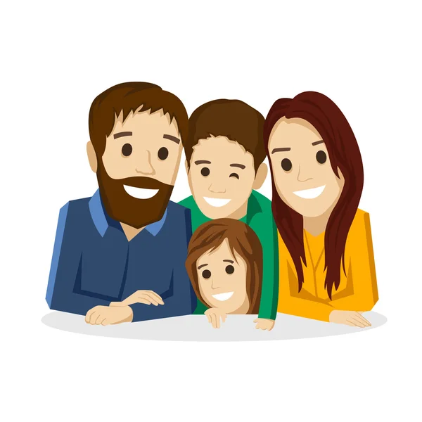 Семья с детьми на белом фоне — стоковый вектор