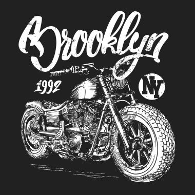 Brooklyn motosiklet t-shirt grafiği