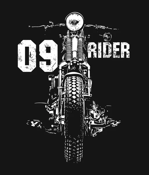 Vintage motocicleta mano dibujado vector camiseta — Vector de stock