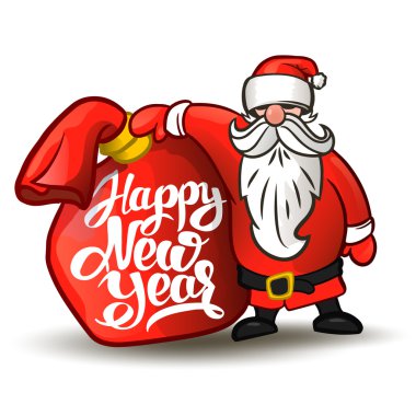 Noel Baba çanta ile sunar. Yeni Yılınız Kutlu Olsun.