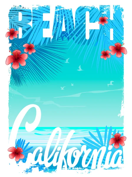 California playa camiseta gráficos, vectores — Archivo Imágenes Vectoriales