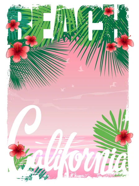 California playa camiseta gráficos, vectores — Archivo Imágenes Vectoriales