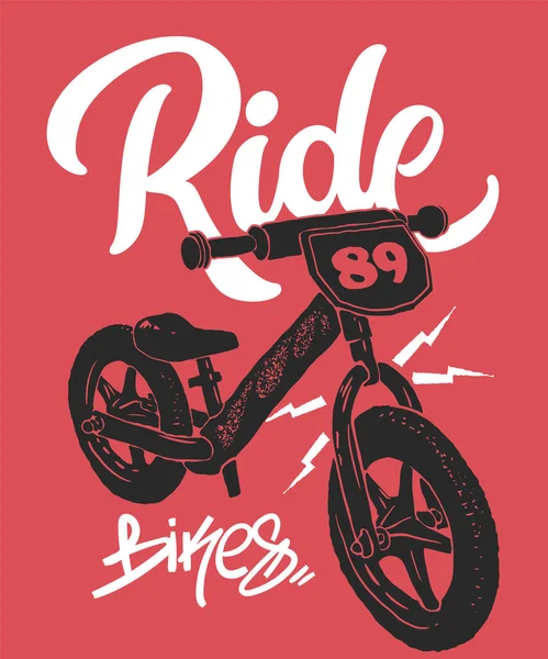 Equilíbrio bicicleta impressão, t-shirt gráficos, ilustração vetorial — Vetor de Stock