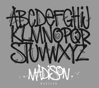 Street Graffiti Etiket Yazı Tipi, el yazısı Tipografi vektörü çizimi.