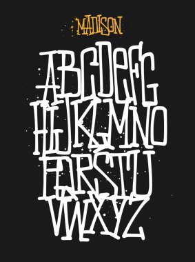 Street Graffiti Etiket Yazı Tipi, el yazısı Tipografi vektörü çizimi.