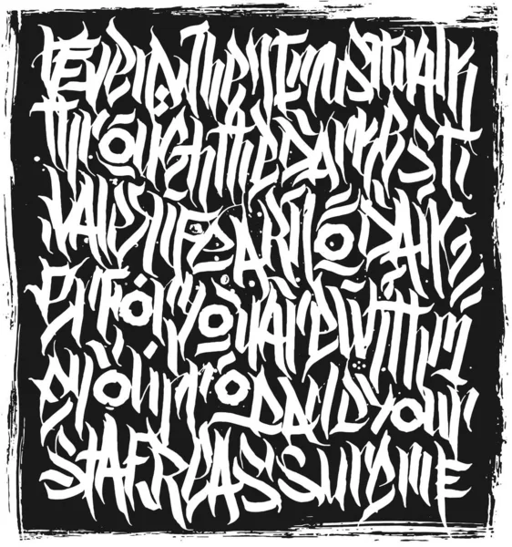 Kalligrafie abstrakte Graffiti-Schriftzüge, Grunge Gothic Design Komposition, Druckdesign. — Stockvektor
