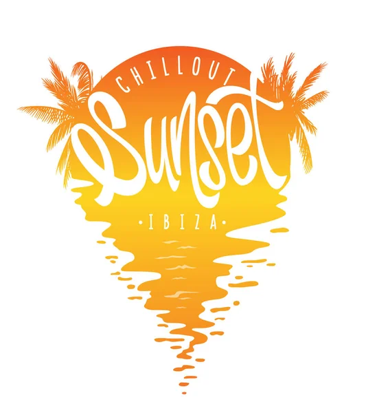 Sunset Ibiza typografie, grafický potisk trička — Stockový vektor