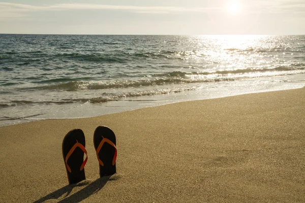 Flip flop deniz kenarında - stok görüntü