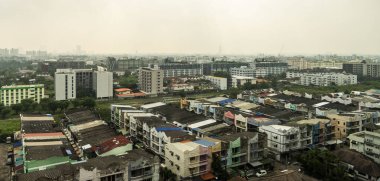 Tayland 'daki Bangkok gecekondularının manzarası. Yüksek kalite fotoğraf