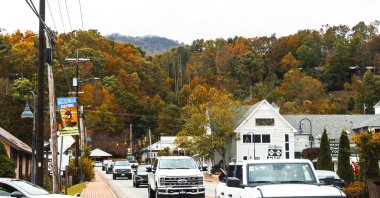 Tüccarlar sakin mevsimsel ortamlarda sergilenirken canlı yeşillikler caddeleri süslüyor