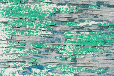 Kırık ve peeling yeşil boya ile eski ahşap duvar