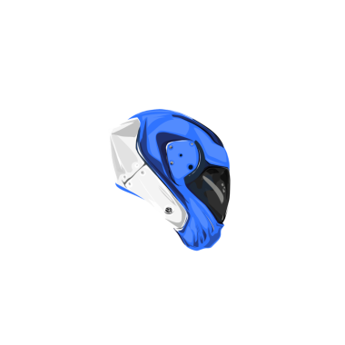 Tam yüz motorsiklet kaskı. Mavi ve beyaz. Geçmişi yok.