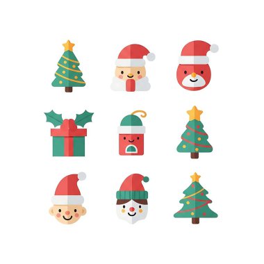 Noel 'i ve şirin vektör illüstrasyonunu ayarla.