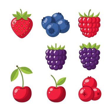 set farklı taze çilek