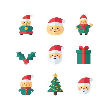 Mutlu Noeller ve mutlu yıllar 2018 noel hediyeli Noel Baba, Noel ağacı, kardan adam, yıldız, çan ve