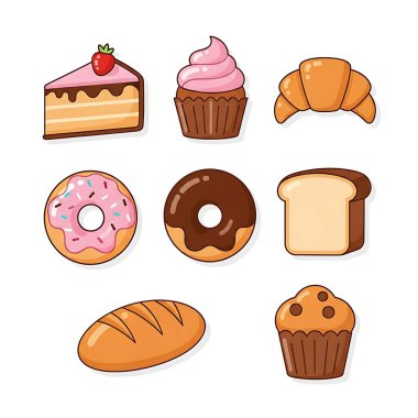 Lezzetli fırın ürünleri vektör çizim dizaynı