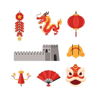 Geleneksel Çin kültürünün vektör kümesi