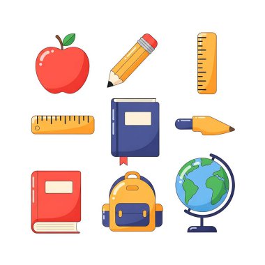 Okul malzemeleri seti.