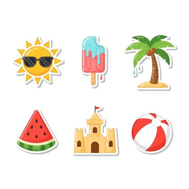 farklı yaz simgeleri seti