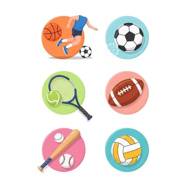 Spor top simgeler ayarla, tarzı çizgi film