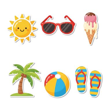 Yaz tatil simgeler kümesi