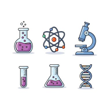 bir dizi bilim laboratuarı simgesi