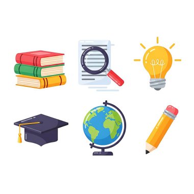 Okul ikonları. Düz tasarım. vektör illüstrasyonu.