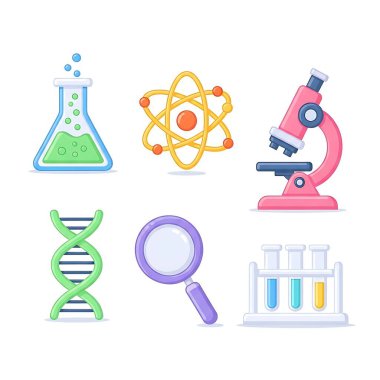 Bilim Icons set, karikatür tarzı