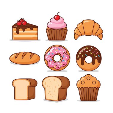 Fırın ve fırın simgeleri seti