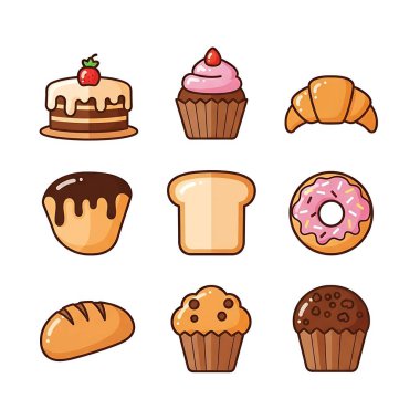 fırın simgelerinin vektör kümesi