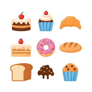 Farklı yiyeceklerle ayrılmış lezzetli çörekler.