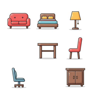 vektör set mobilya