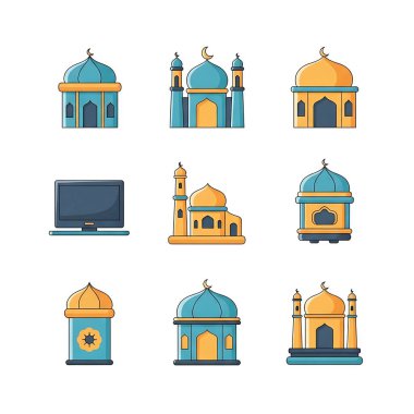 İslami simgeler kümesi, vektör illüstrasyonu