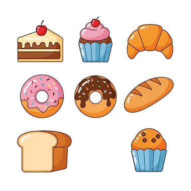 Lezzetli donuts kümesi