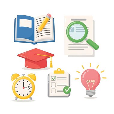 Eğitim simgeleri, vektör illüstrasyonu