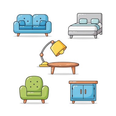 vektör set mobilya