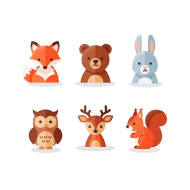 Bir sürü sevimli hayvan. vektör illüstrasyonu.