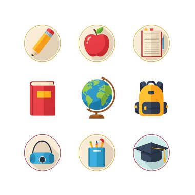 okul simgeleri dizisi