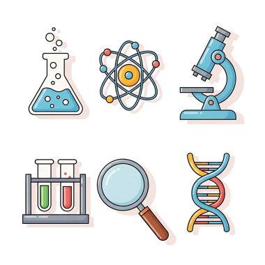 bilim, kimya ve biyolojinin simgelerini ayarla