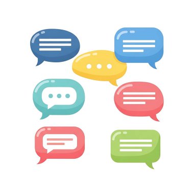 Farklı renk vektör illüstrasyonlu renkli konuşma baloncukları.