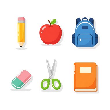 okul simgeleri, düz tasarım