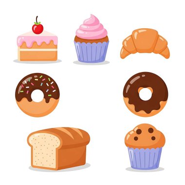 Lezzetli çörekler ve ayrı ayrı tatlılar.