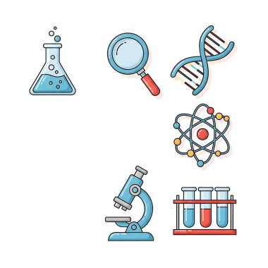 laboratuvar ve araştırma simgeleri, çizgi film biçimi