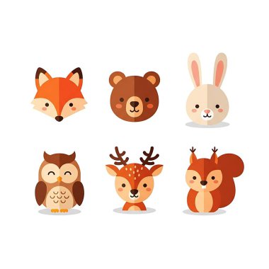 Şirin hayvanlar seti. vektör illüstrasyonu