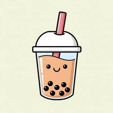 Pembe arka planda gülümseyen sevimli, mutlu kahve karakteri. vektör illüstrasyonu