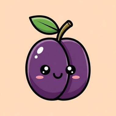 kawaii şirin vişne meyveli vektör çizimi