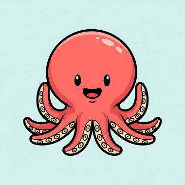 ahtapot, illüstrasyon, vektör, beyaz arkaplanda