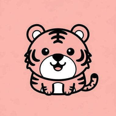 Tatlı çizgi film kaplanı. Hayvan çizimi. vektör el çizimi resimleme